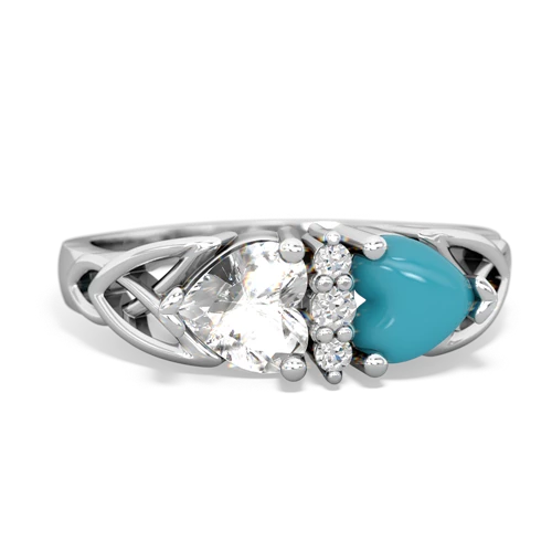white topaz-turquoise celtic ring