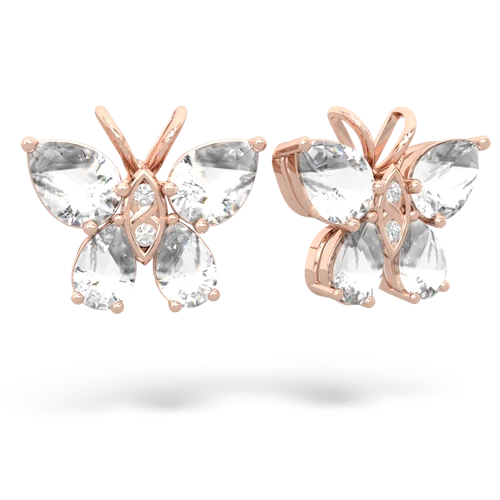 white topaz-white topaz butterfly earrings