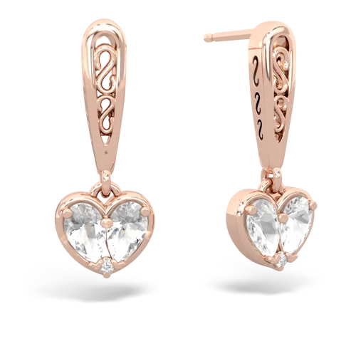 white topaz-white topaz filligree earrings