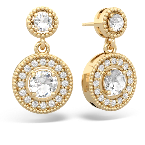 white topaz-white topaz halo earrings