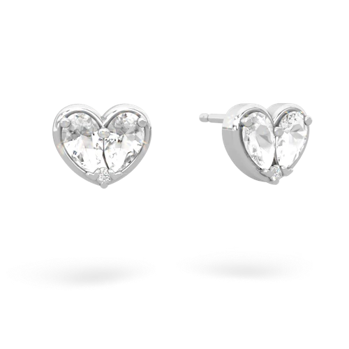 white topaz-white topaz one heart earrings