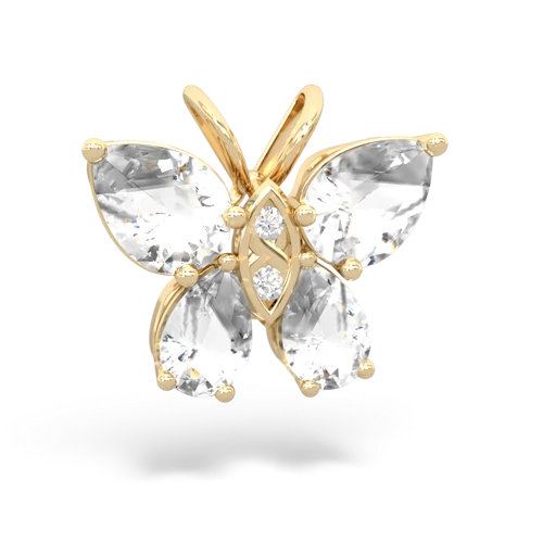 white topaz-white topaz butterfly pendant