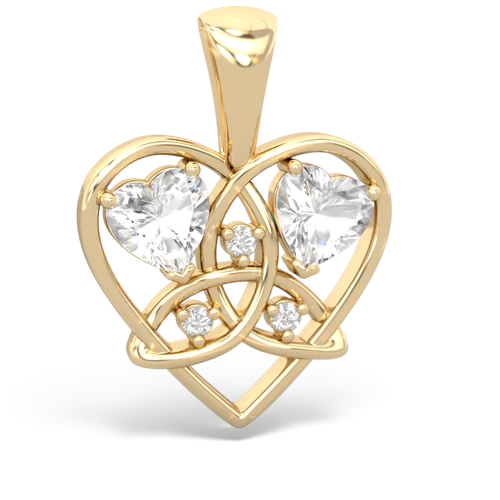 white topaz-white topaz celtic heart pendant