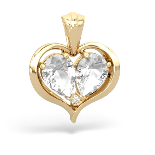 white topaz-white topaz half heart whole pendant
