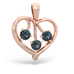 Opal Glowing Heart 14K Rose Gold pendant P2233