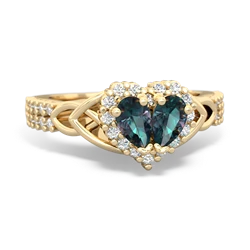 Alexandrite Celtic Knot Two Hearts As One 14K Yellow Gold ring R2644HRT