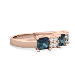 Onyx Three Stone Diamond Cluster 14K Rose Gold ring R2592