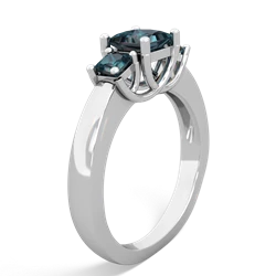 Aquamarine Three Stone Trellis 14K White Gold ring R4015