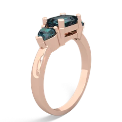 Lab Emerald Three Stone 14K Rose Gold ring R5235