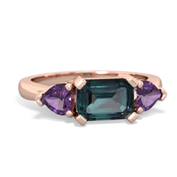 Alexandrite Three Stone 14K Rose Gold ring R5235