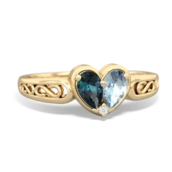 Alexandrite Filligree 'One Heart' 14K Yellow Gold ring R5070