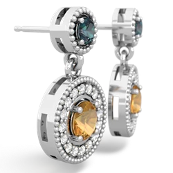 Alexandrite Halo Dangle 14K White Gold earrings E5319