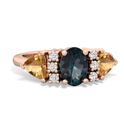 Alexandrite Antique Style Three Stone 14K Rose Gold ring R2186