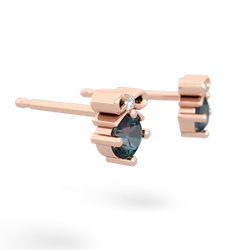 Alexandrite Diamond Bows 14K Rose Gold earrings E7002