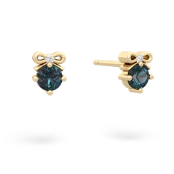 Alexandrite Diamond Bows 14K Yellow Gold earrings E7002