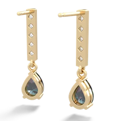 Alexandrite Art Deco Diamond Drop 14K Yellow Gold earrings E5324