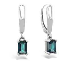Alexandrite 6X4mm Emerald-Cut Lever Back 14K White Gold earrings E2855