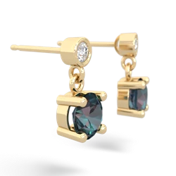 Alexandrite Diamond Drop 6Mm Round 14K Yellow Gold earrings E1986