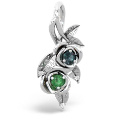 Alexandrite Rose Vine 14K White Gold pendant P5680