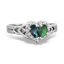 Alexandrite Celtic Knot Two Hearts As One 14K White Gold ring R2644HRT