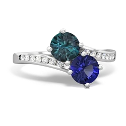 Alexandrite Channel Set Two Stone 14K White Gold ring R5303