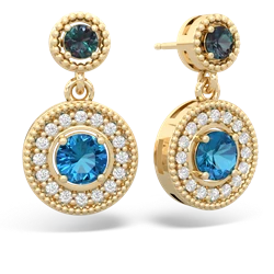 Alexandrite Halo Dangle 14K Yellow Gold earrings E5319