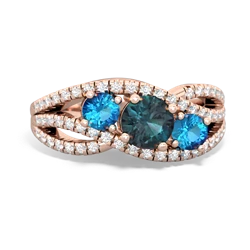 Alexandrite Three Stone Aurora 14K Rose Gold ring R3080