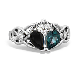Alexandrite 'One Heart' Celtic Knot Claddagh 14K White Gold ring R5322