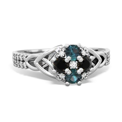 Alexandrite Celtic Knot Cluster Engagement 14K White Gold ring R26443RD