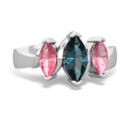 Alexandrite Three Peeks 14K White Gold ring R2433