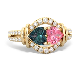 Alexandrite Art-Deco Keepsake 14K Yellow Gold ring R5630