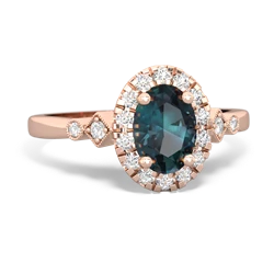Alexandrite Antique-Style Halo 14K Rose Gold ring R5720