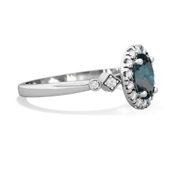 Alexandrite Antique-Style Halo 14K White Gold ring R5720