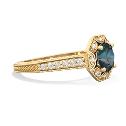 Alexandrite Art-Deco Starburst 14K Yellow Gold ring R5520