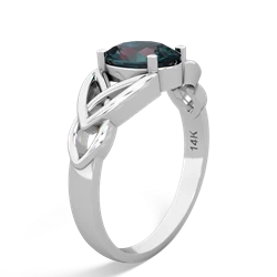 Alexandrite Celtic Trinity Knot 14K White Gold ring R2389
