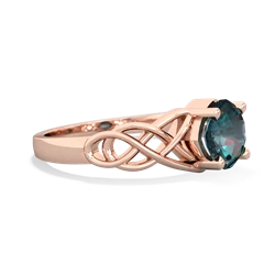 Alexandrite Checkerboard Cushion Celtic Knot 14K Rose Gold ring R5000