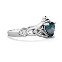 Alexandrite Claddagh Celtic Knot Diamond 14K White Gold ring R5001