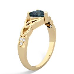 Alexandrite Claddagh Celtic Knot Diamond 14K Yellow Gold ring R5001