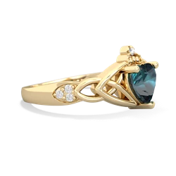 Alexandrite Claddagh Celtic Knot Diamond 14K Yellow Gold ring R5001