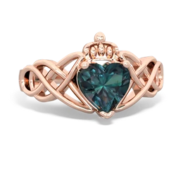 Alexandrite Claddagh Celtic Knot 14K Rose Gold ring R2367