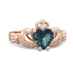 Alexandrite Claddagh Diamond Crown 14K Rose Gold ring R2372