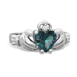 Alexandrite Claddagh Diamond Crown 14K White Gold ring R2372