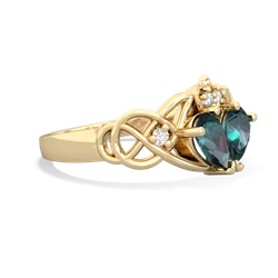Alexandrite 'One Heart' Celtic Knot Claddagh 14K Yellow Gold ring R5322