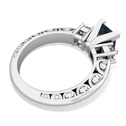 Alexandrite Art Deco Diamond Engagement 6Mm Princess 14K White Gold ring R2001