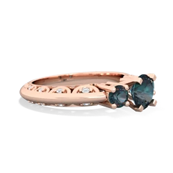 Alexandrite Art Deco Eternal Embrace Engagement 14K Rose Gold ring C2003