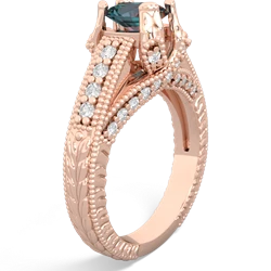 Alexandrite Antique Style Milgrain Diamond 14K Rose Gold ring R2028
