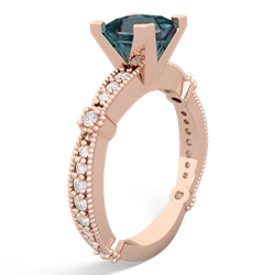 Alexandrite Sparkling Tiara 6Mm Princess 14K Rose Gold ring R26296SQ
