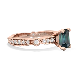 Alexandrite Sparkling Tiara 7X5mm Emerald-Cut 14K Rose Gold ring R26297EM