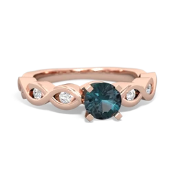 Alexandrite Infinity 5Mm Round Engagement 14K Rose Gold ring R26315RD