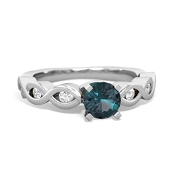 Alexandrite Infinity 5Mm Round Engagement 14K White Gold ring R26315RD